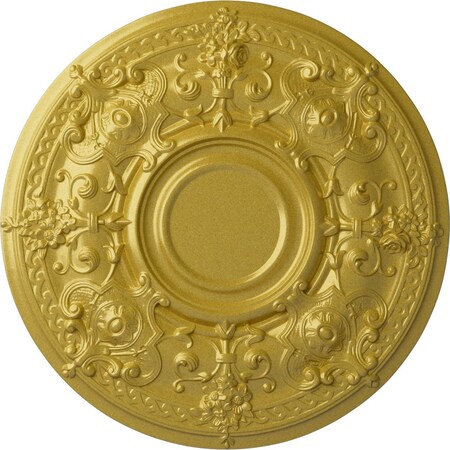 Ekena Millwork Oslo Ceiling Medallion (Fits Canopies up to 10 1/2"), Hand-Painted Rich Gold, 28 1/8"OD x 1 3/4"P CM28OSRGS